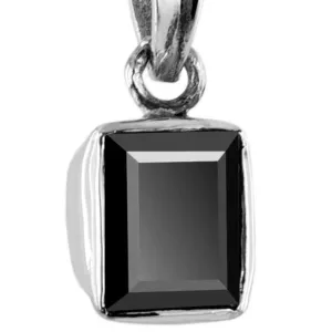 Certified 3 Ct -5 Ct Rectangle Shape Black Diamond Solitaire Pendant in Sterling Silver, Elegant Look