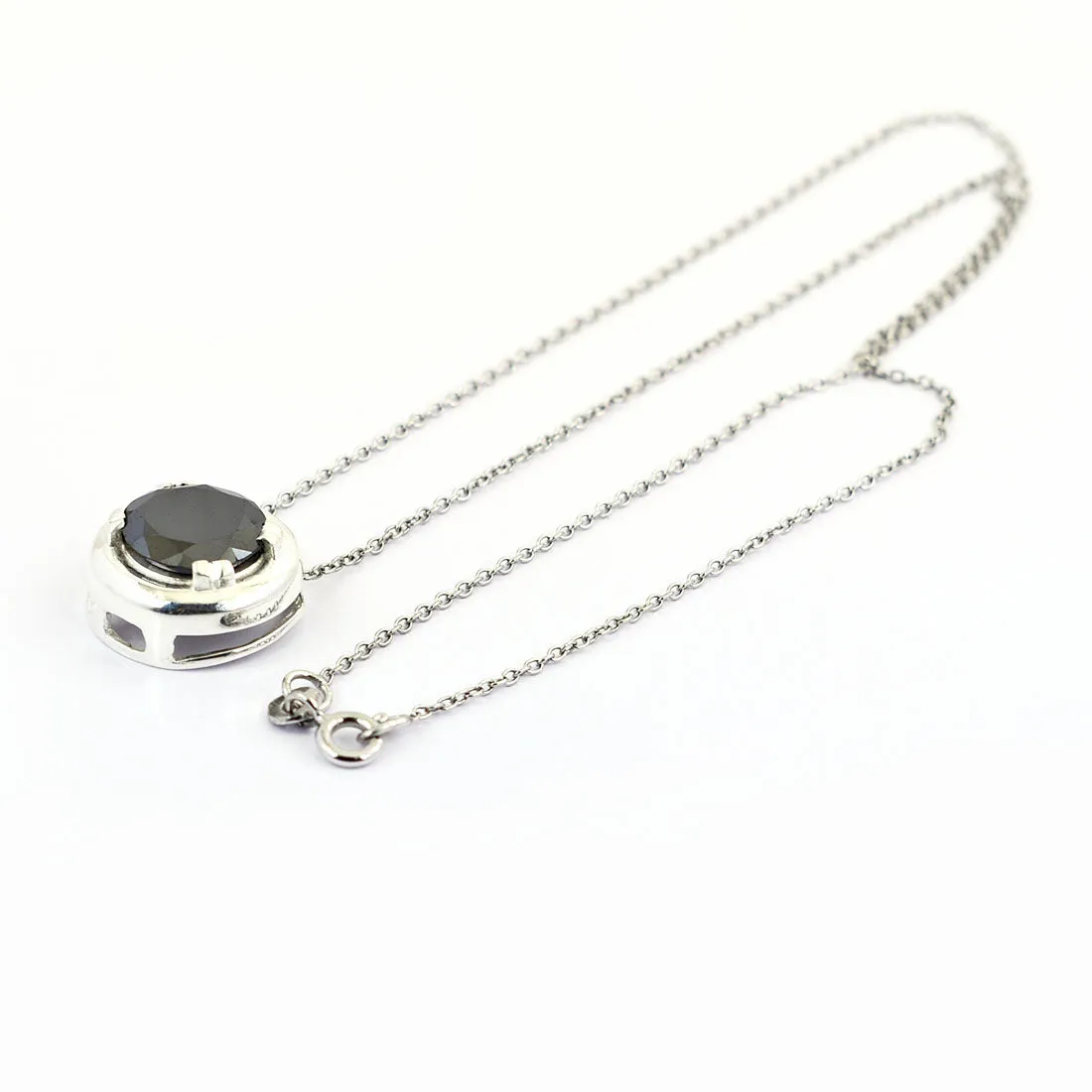 Certified 4 Ct Amazing Round Black Diamond Pendant in Sterling Silver- Great Shine & Luster