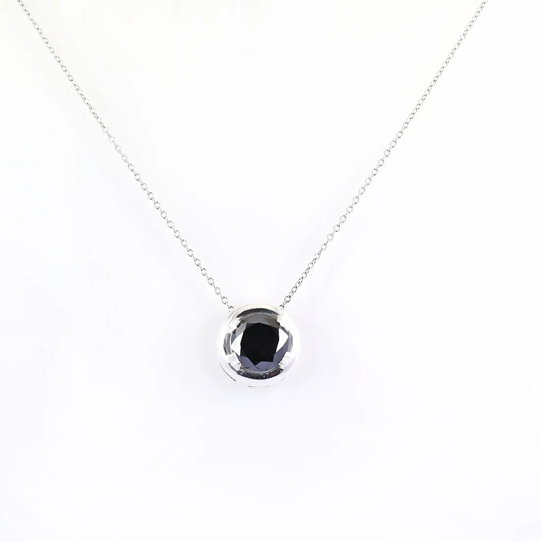 Certified 4 Ct Amazing Round Black Diamond Pendant in Sterling Silver- Great Shine & Luster