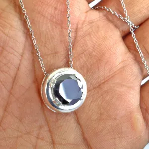 Certified 4 Ct Amazing Round Black Diamond Pendant in Sterling Silver- Great Shine & Luster