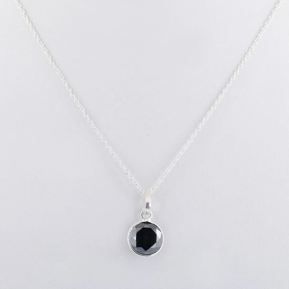 Certified 5 Ct Black Diamond Solitaires Pendant in Sterling Silver, Earth Mined. Great Shine