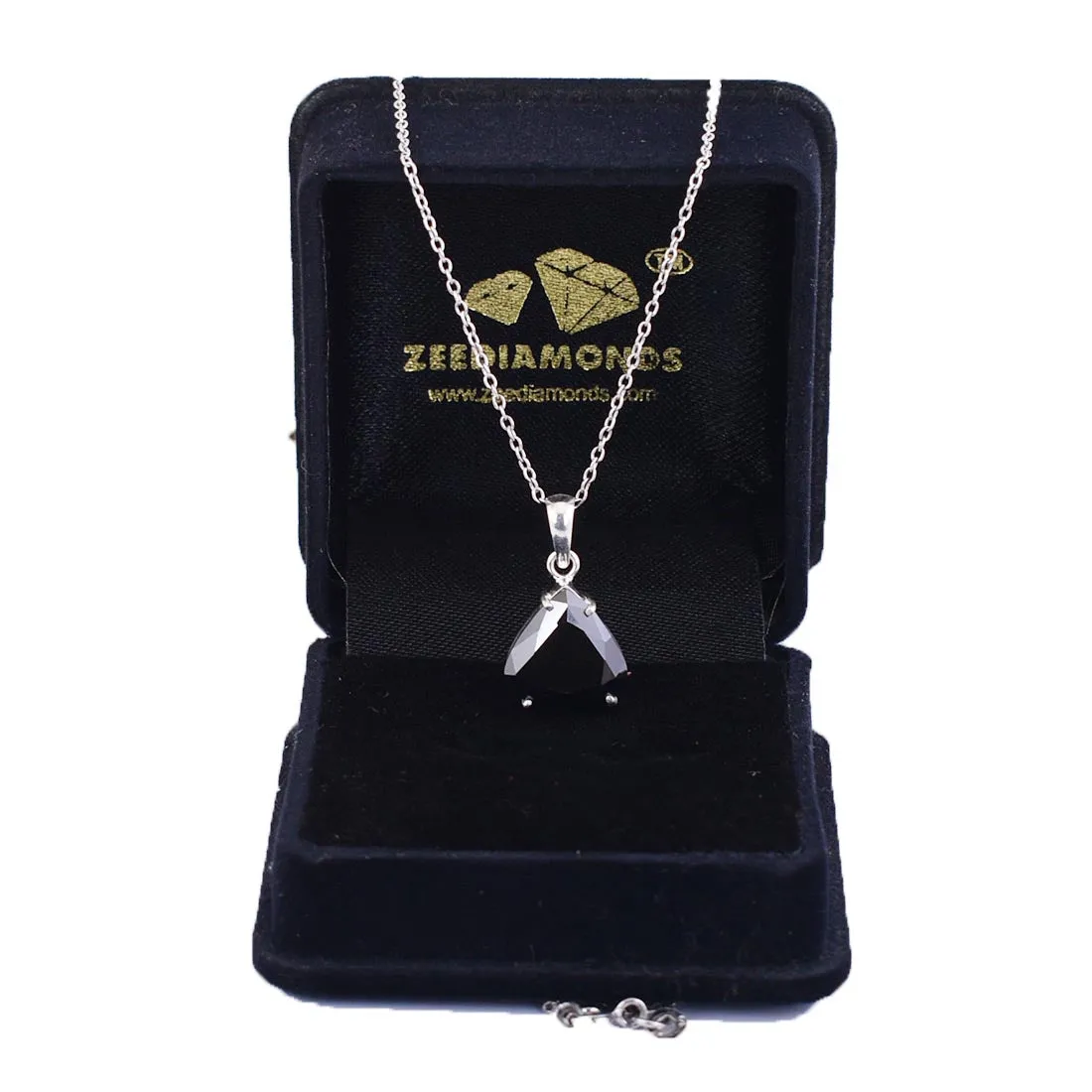 Certified 6 Ct Pear Shape Black Diamond Pendant In Sterling Silver, Great Shine & Excellent Quality