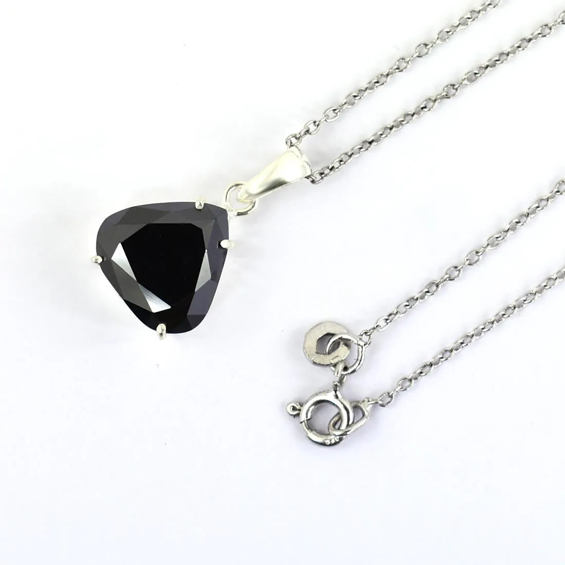 Certified 6 Ct Pear Shape Black Diamond Pendant In Sterling Silver, Great Shine & Excellent Quality