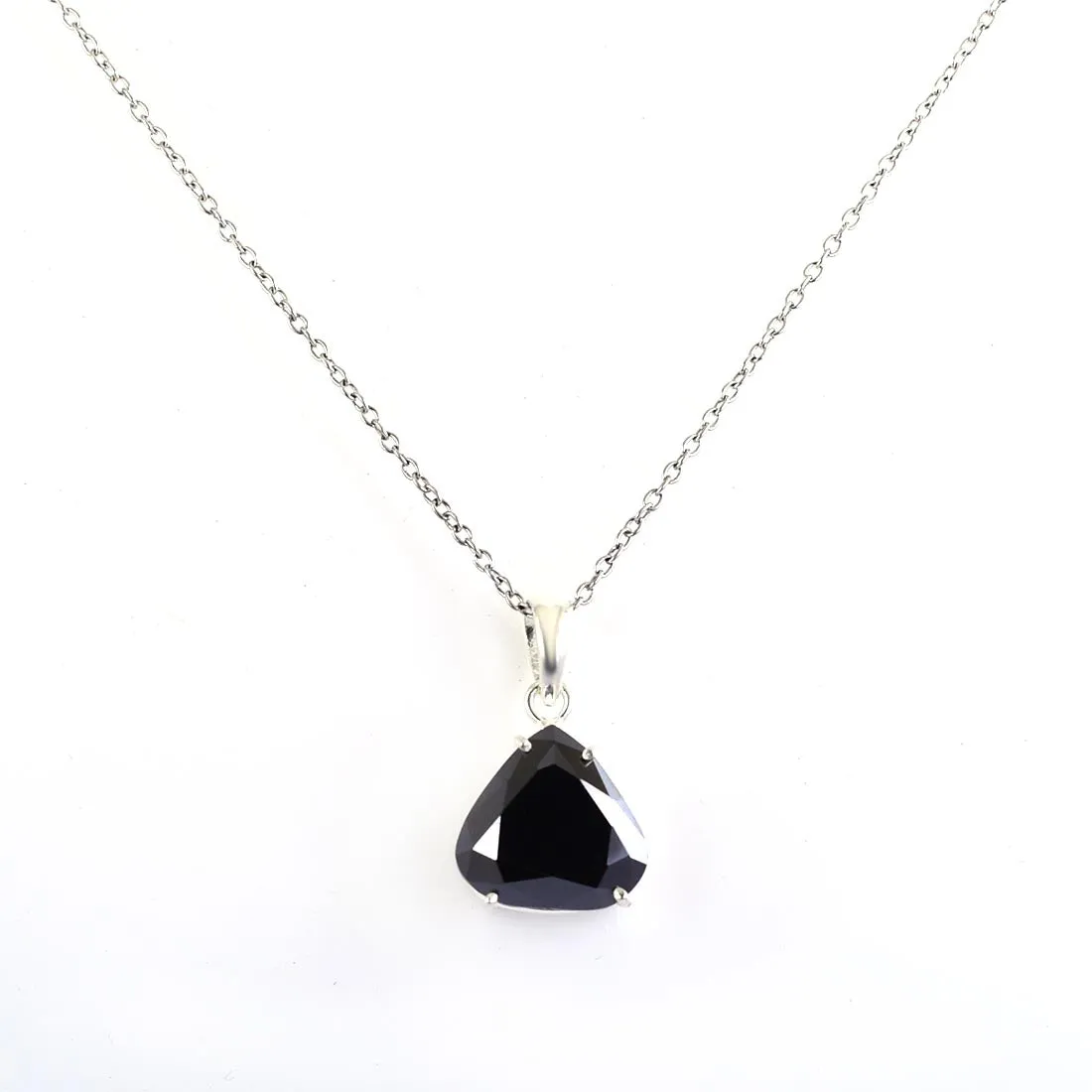Certified 6 Ct Pear Shape Black Diamond Pendant In Sterling Silver, Great Shine & Excellent Quality