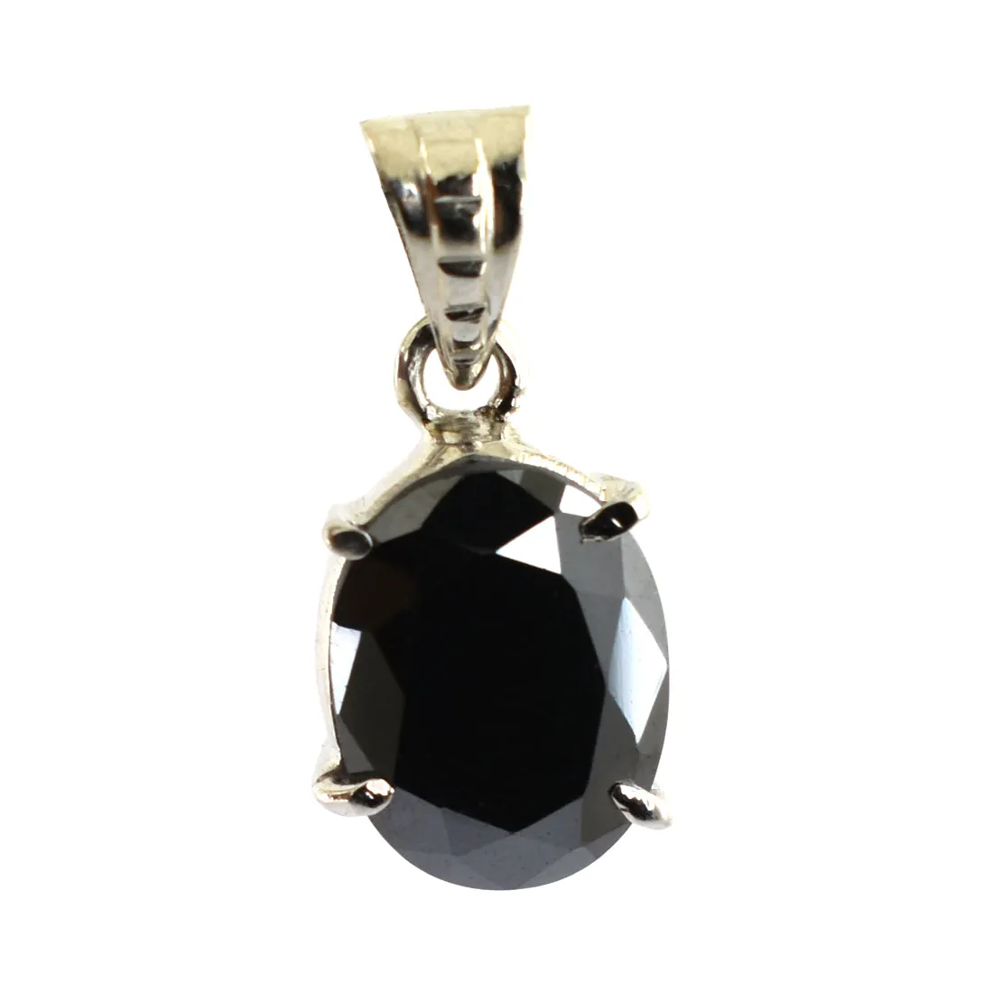 Certified Oval Shape Black Diamond Solitaire Pendant in Prong Setting, Great Sparkle & Luster