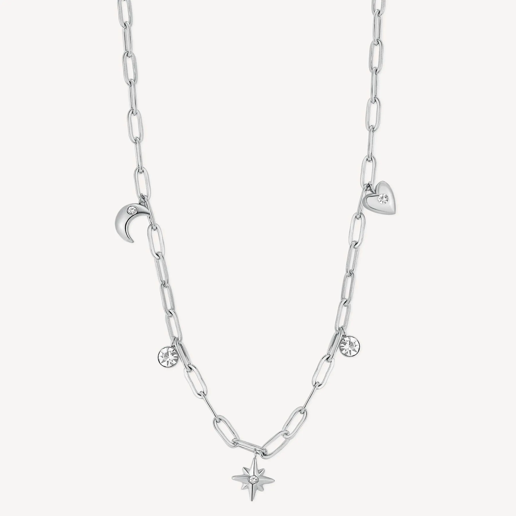 Charm Link Necklace in Stainless Steel