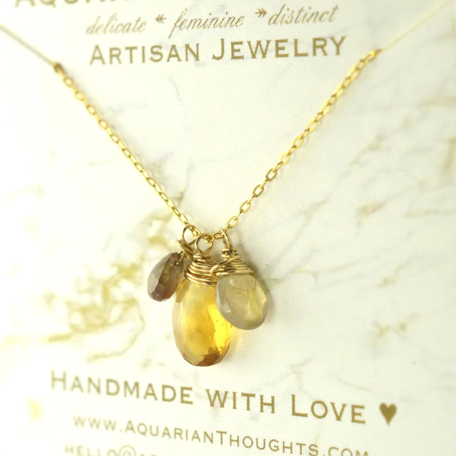 Citrine Charm Necklace