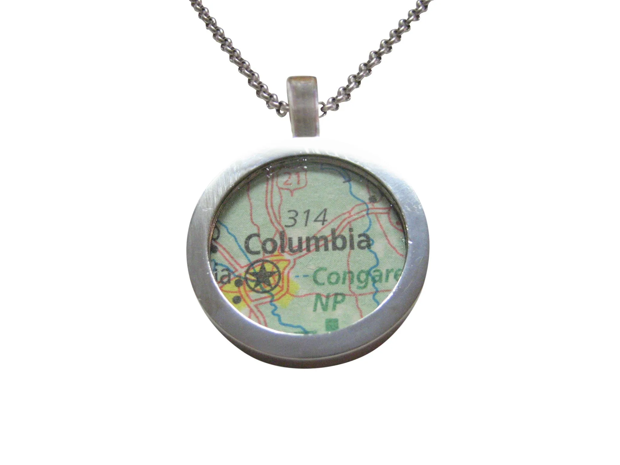 Columbia South Carolina Map Pendant Necklace