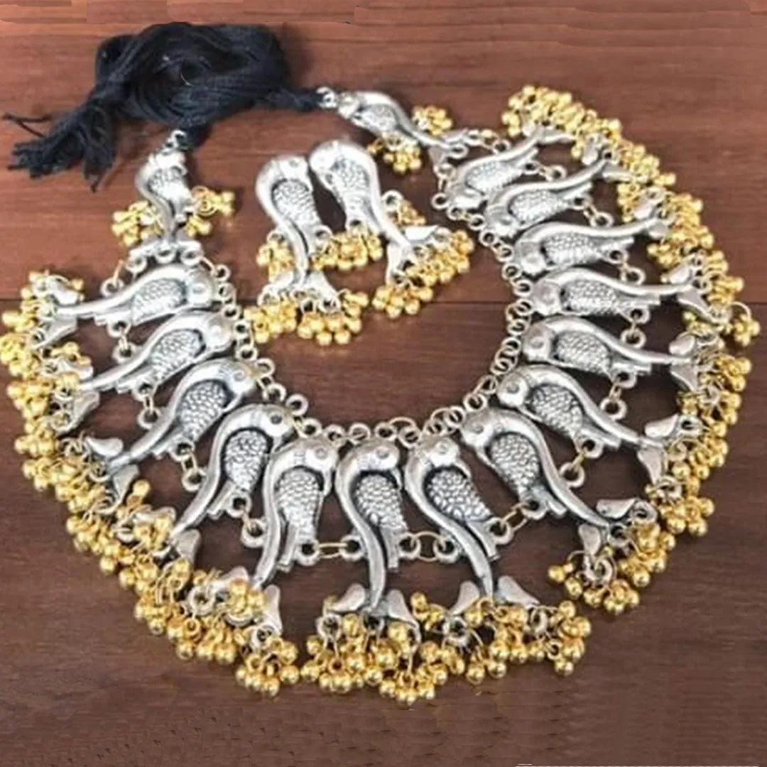 Combo of 2 Oxidised Silver Peacock and Hanging Jewelry Set