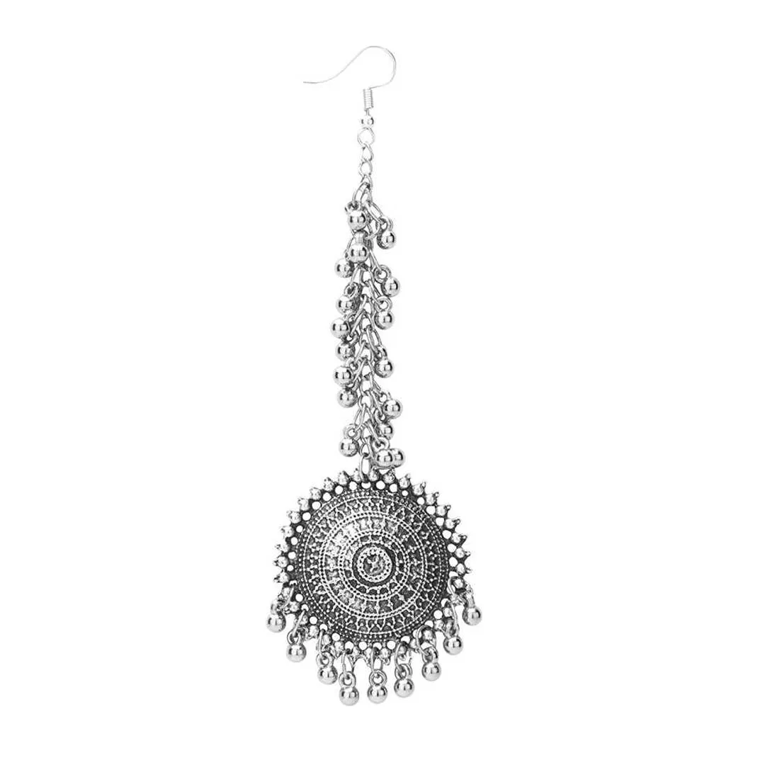 Combo of Hanging Bracelet and Bahubali Earrings With Maang Tikka