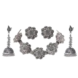 Combo of Oxidised Silver Hanging Earrings and Jewelry set