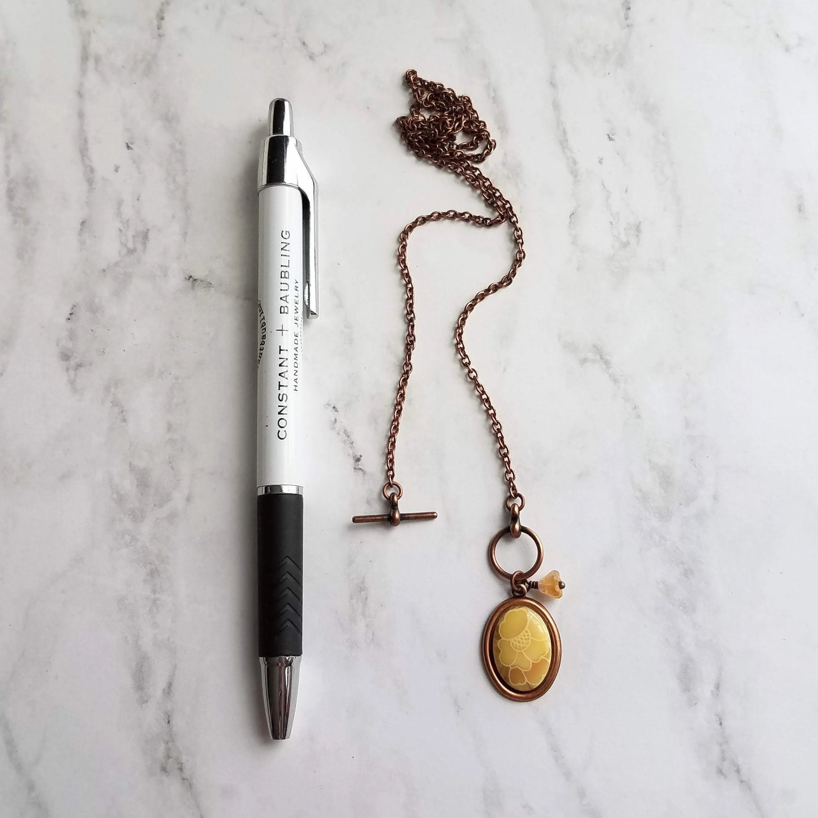 Copper Necklace - front clasp necklace, cameo necklace, toggle clasp necklace, copper pendant, floral cameo necklace, copper flower, antique