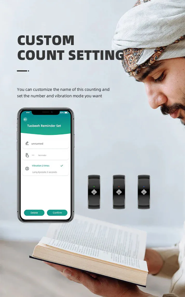Crony QB708 Smart Tasbeeh Ring Smart Tasbeh counter with 5 prayer time reminders for Eid al-Adha and Ramadhan