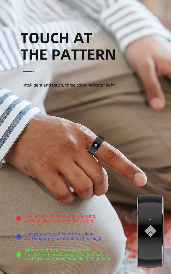 Crony QB708 Smart Tasbeeh Ring Smart Tasbeh counter with 5 prayer time reminders for Eid al-Adha and Ramadhan