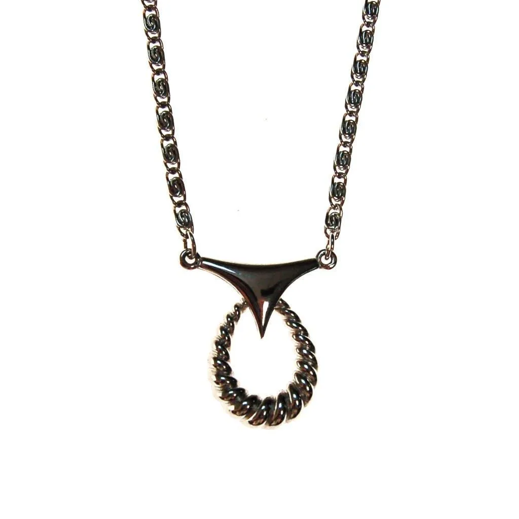 Crown Trifari Modernist Silver Pendant Necklace