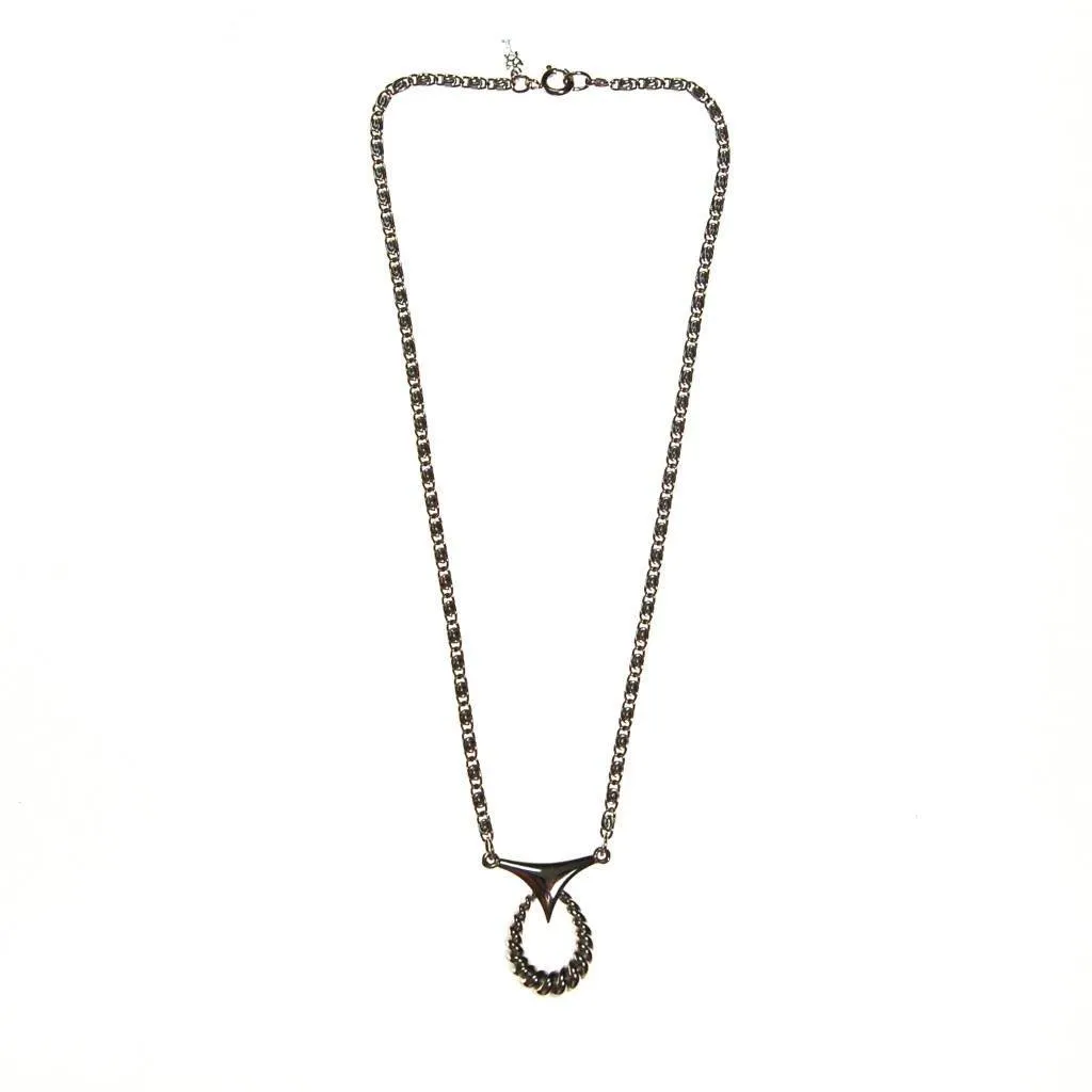 Crown Trifari Modernist Silver Pendant Necklace