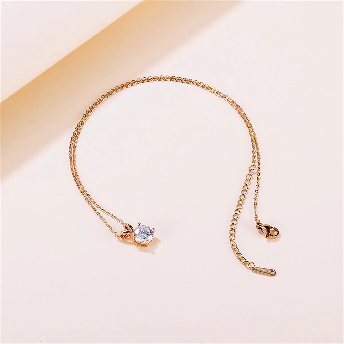 Cubic Zirconia & 18K Rose Gold-Plated Rabbit Pendant Necklace