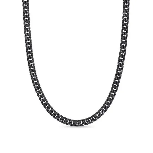 Curb Chain Necklace in Black Titanium with Black Diamonds, 8mm