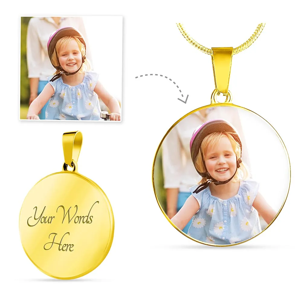 Custom Photo Circle Pendant Necklace