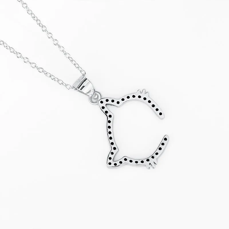 Cutie Cat Black Cat Outline Pendant Necklace