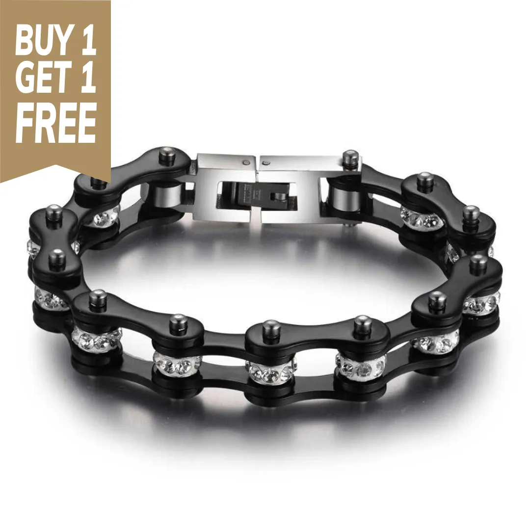 Cycolinks Black Crystal Bike Chain Bracelet BOGOF