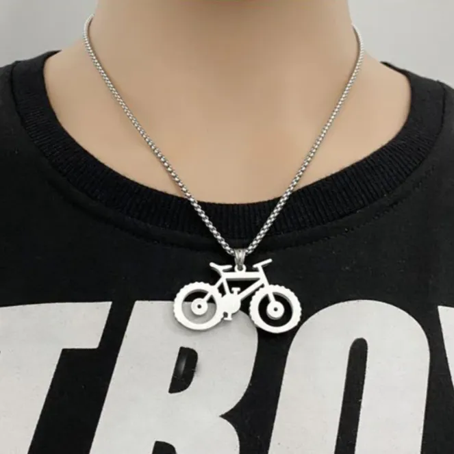 Cycolinks Titanium Steel Silver Bicycle Necklace
