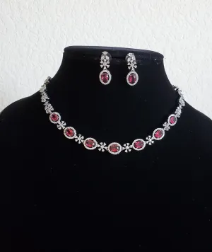 Cz Classic Necklace With Black Plating Ruby M96