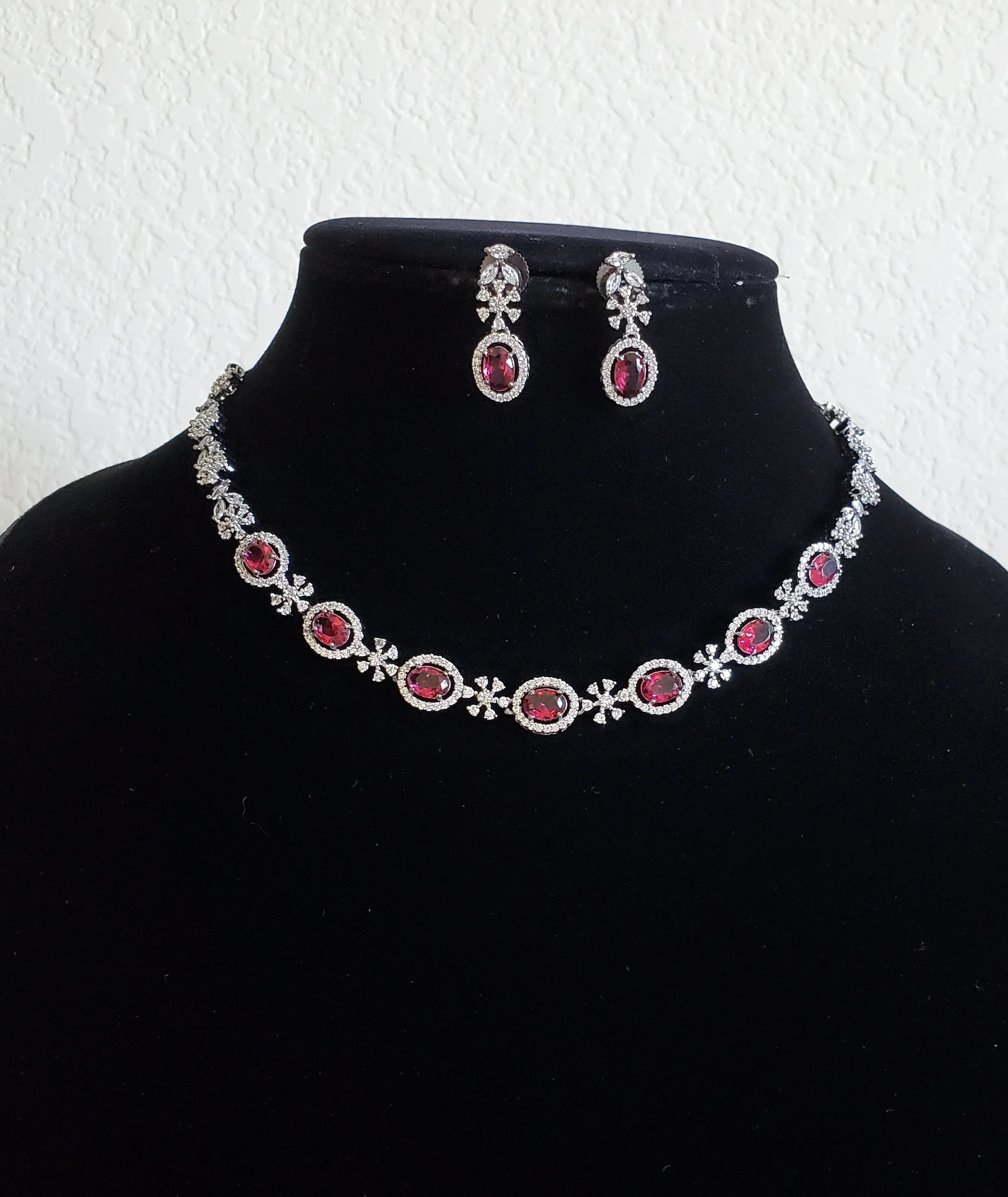 Cz Classic Necklace With Black Plating Ruby M96