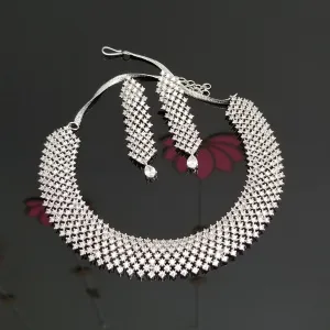 Cz Classic Necklace With Rhodium Plating 1727