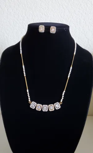 Cz Classic Pendant Set With 2 Tone Plating RN37