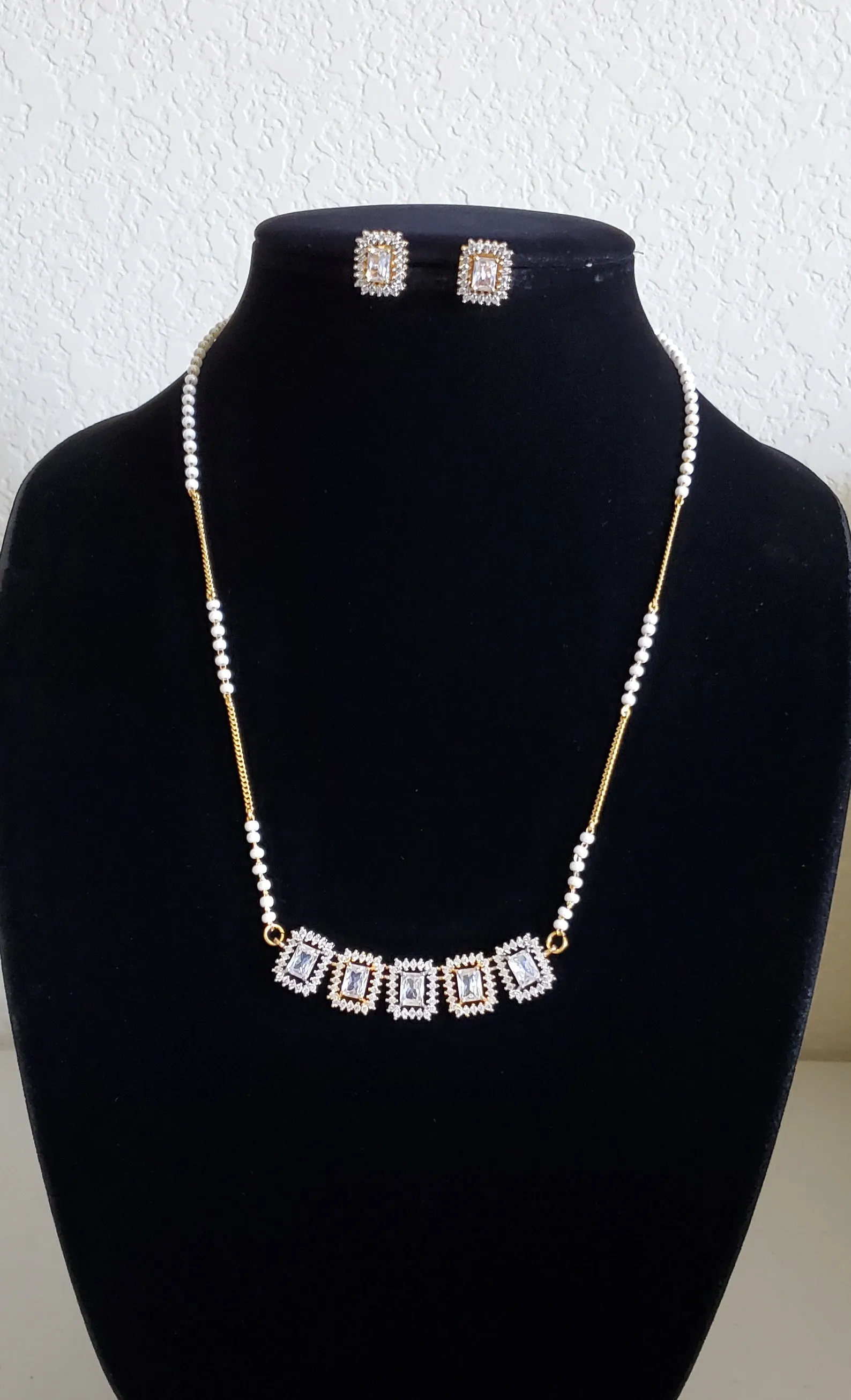 Cz Classic Pendant Set With 2 Tone Plating RN37
