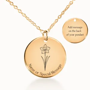 Daffodil Birth Flower Necklace