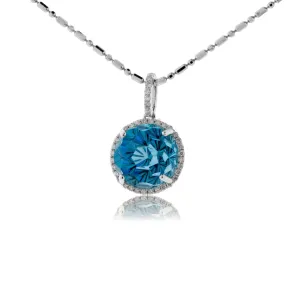 Daisy Cut Blue Topaz & Diamond Pendant