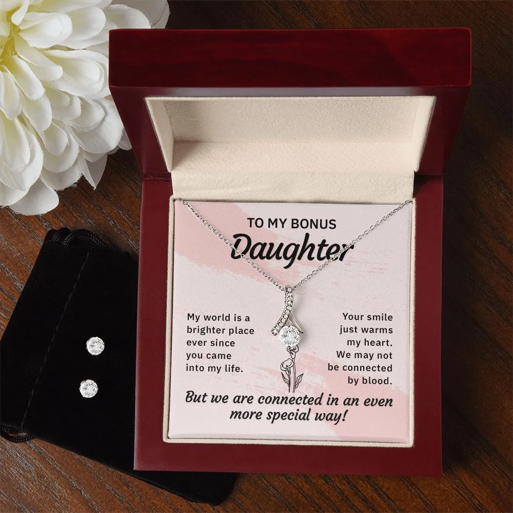Daughter Pendant and Earring Set-My world is brighter