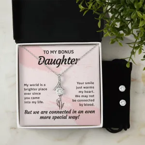 Daughter Pendant and Earring Set-My world is brighter