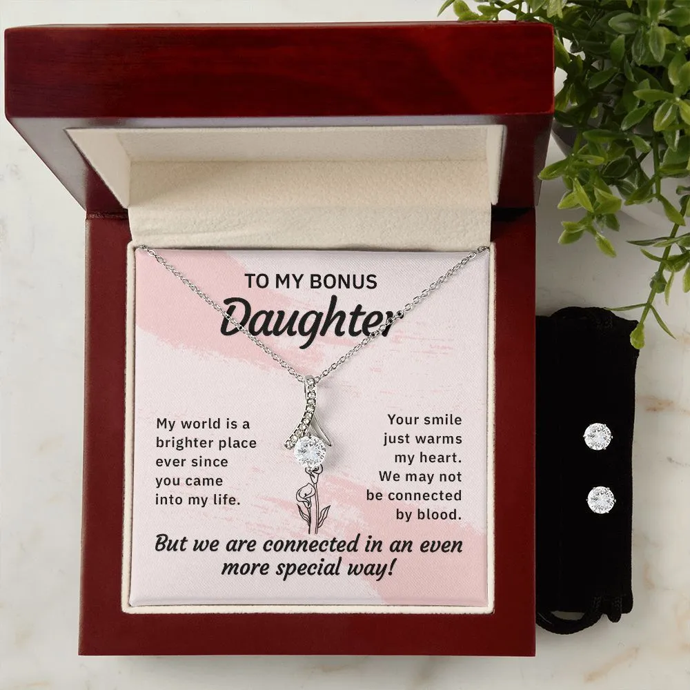Daughter Pendant and Earring Set-My world is brighter