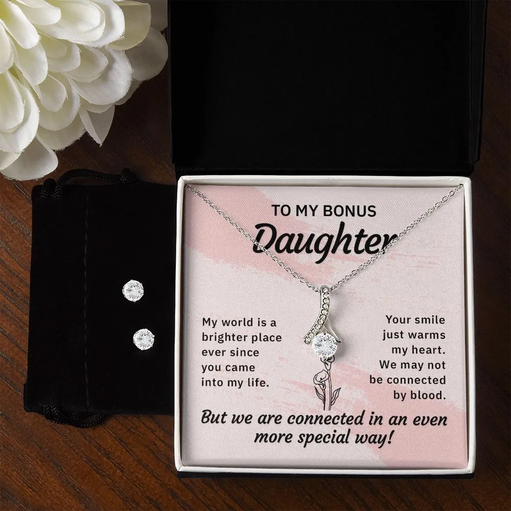 Daughter Pendant and Earring Set-My world is brighter