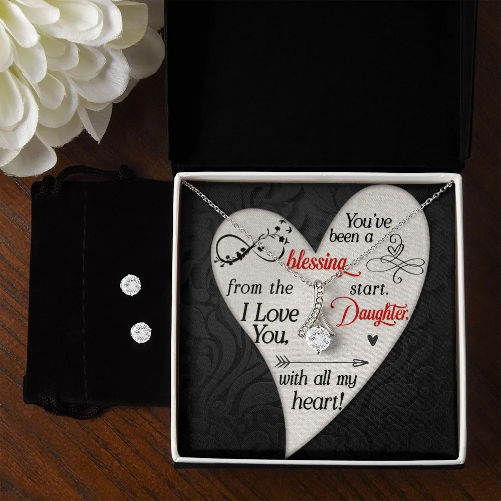Daughter Pendant and Earring Set-You've been a blessing
