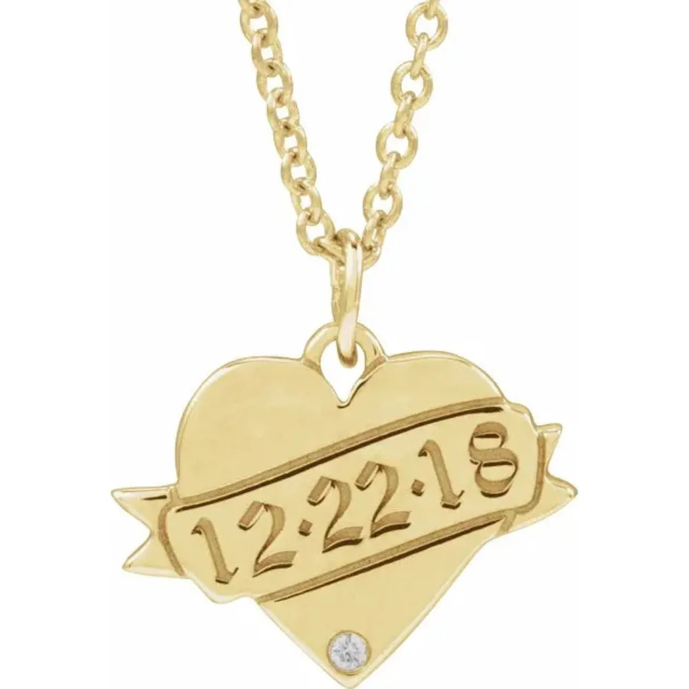 Diamond Engravable Heart Necklace