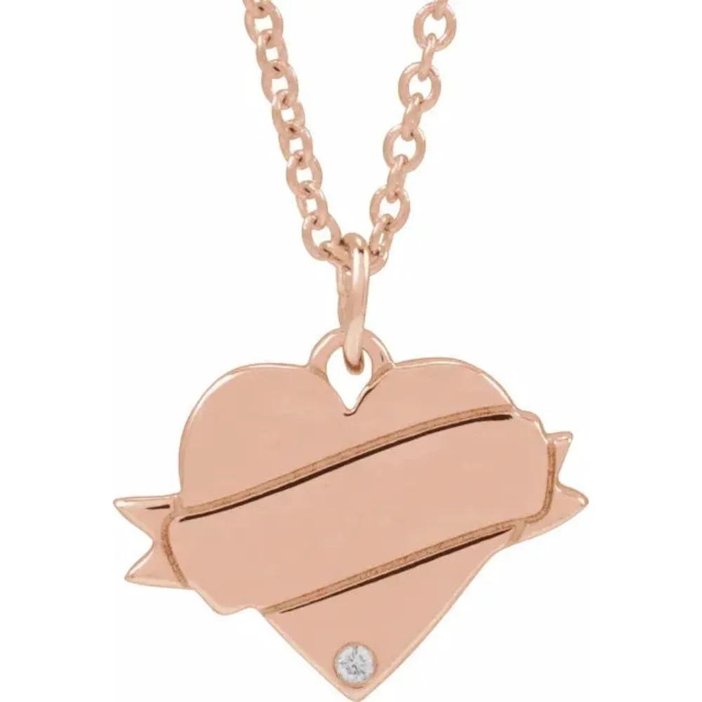 Diamond Engravable Heart Necklace