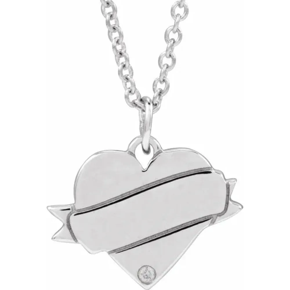 Diamond Engravable Heart Necklace