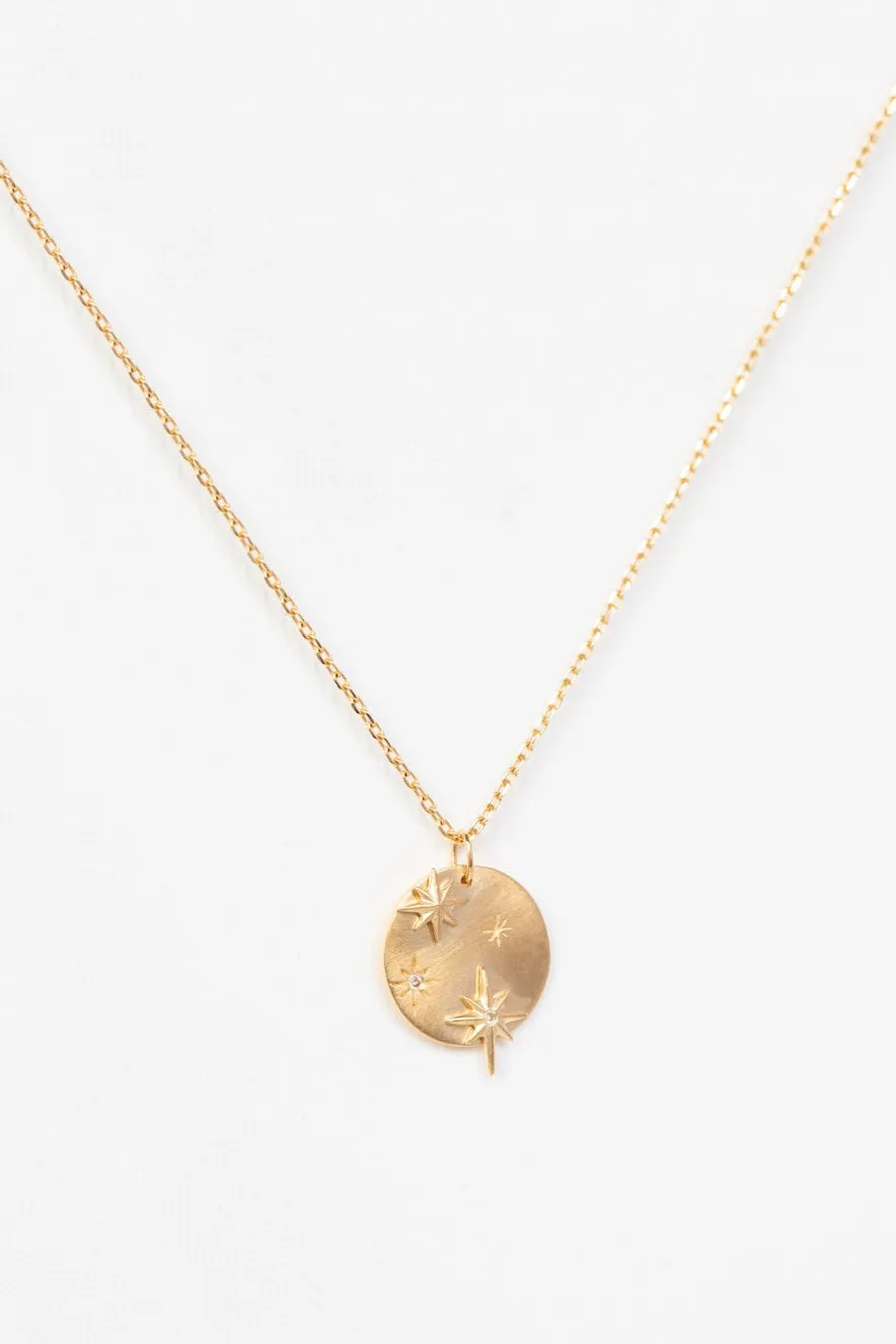 Diamond North Star Medallion Pendant Necklace by Celine Daoust