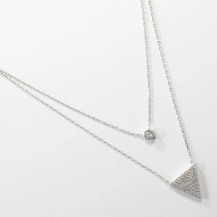 Double Chains Layering Necklace - Silver