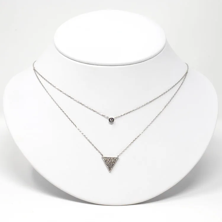 Double Chains Layering Necklace - Silver