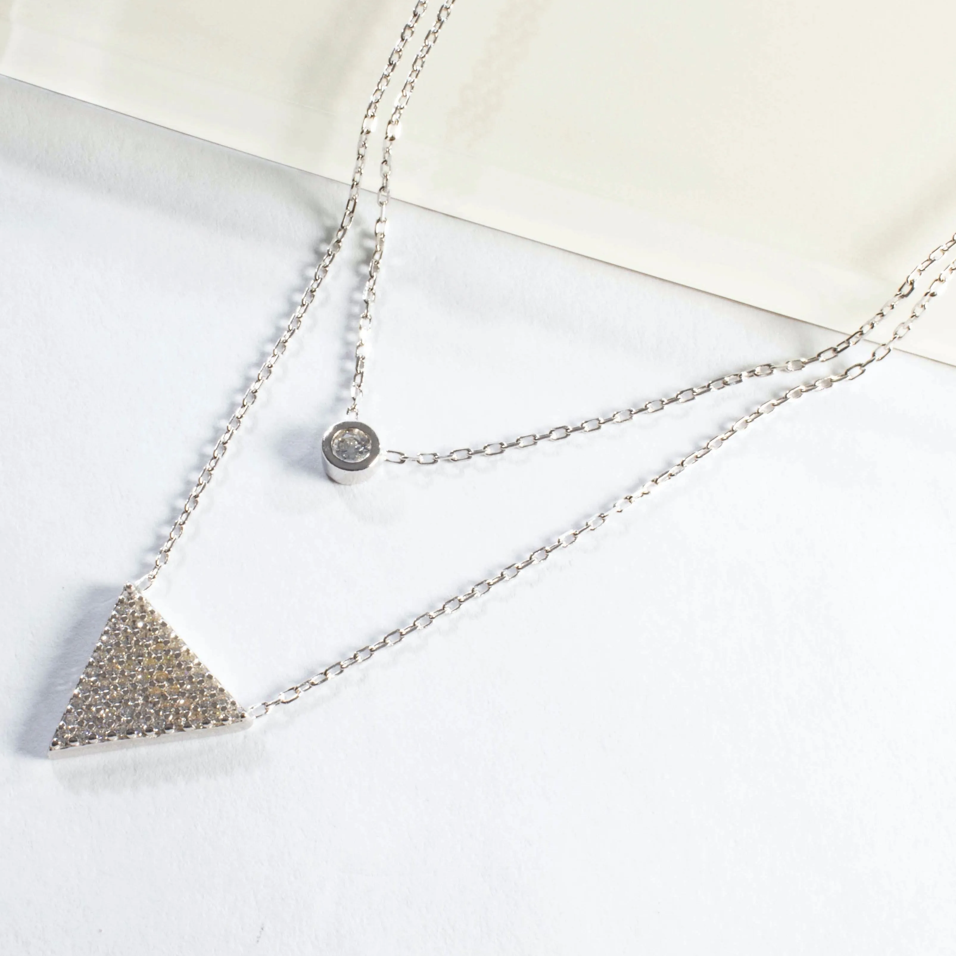Double Chains Layering Necklace - Silver
