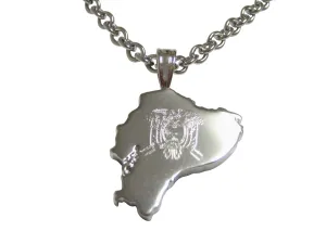 Ecuador Map Shape and Flag Design Pendant Necklace