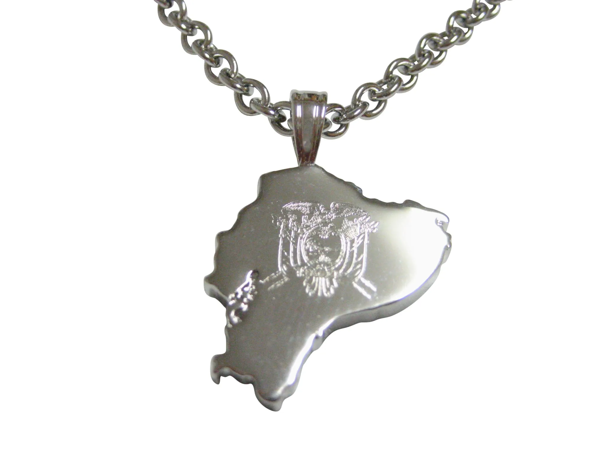 Ecuador Map Shape and Flag Design Pendant Necklace