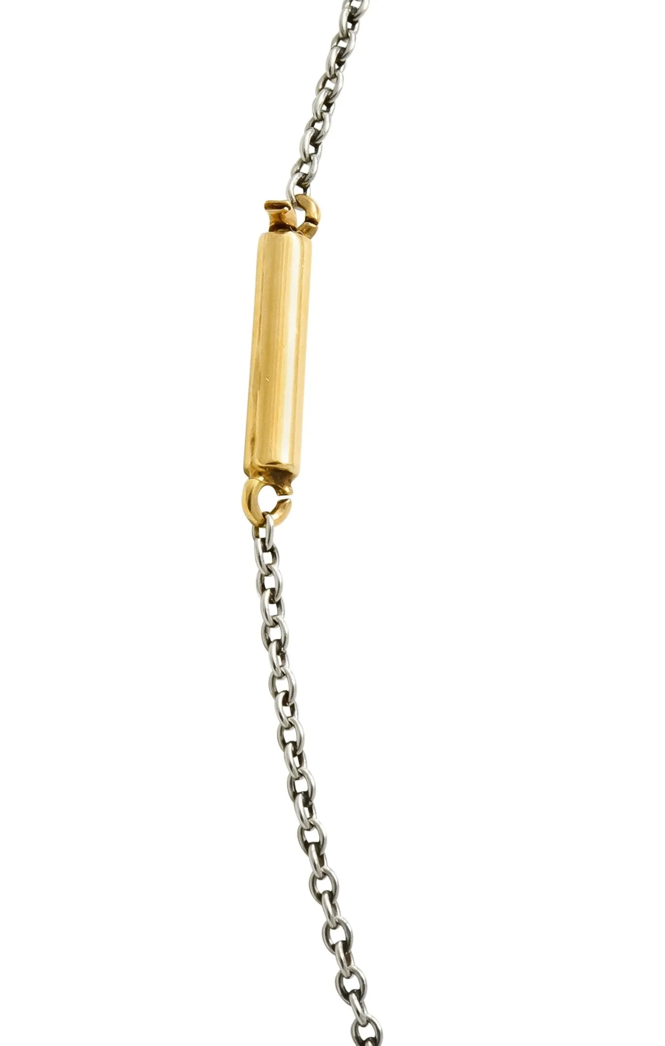 Edwardian Freshwater Natural Pearl Diamond Platinum-Topped 14 Karat Gold Drop Necklace
