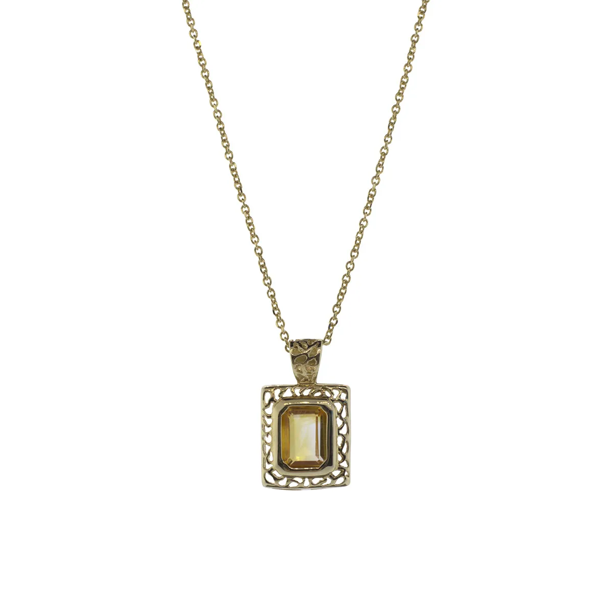 Emerald Cut Citrine Pendant Necklace