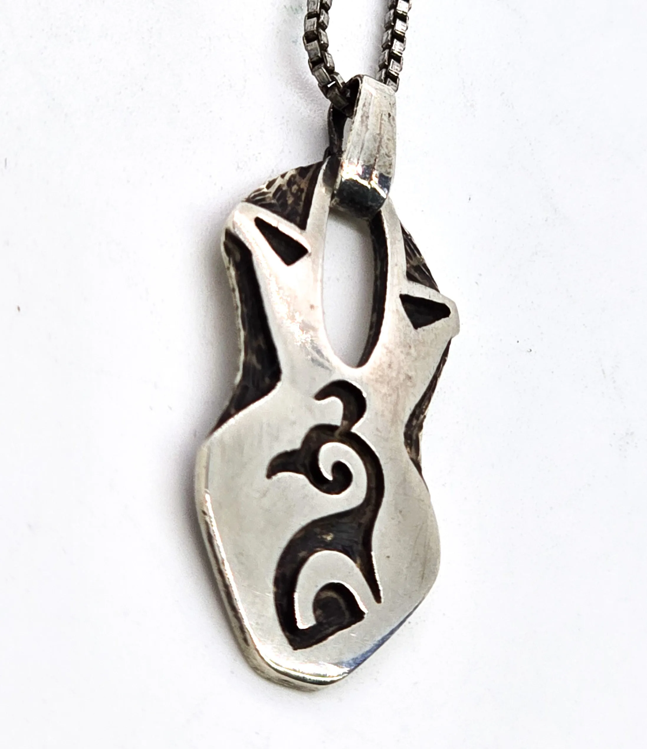 Emery Holmes Quail Native American Hopi signed vintage sterling silver pendant necklace
